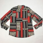 Calvin Klein Womens Size S Chiffon Leopard Mixed Media Button Front Top Photo 5