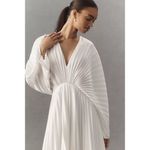 ACLER Wonastow Long Sleeve Pleated Satin Maxi Dress in Ivory Size US 4 White Photo 15