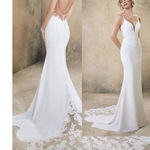 Mori Lee Rasia Sparkle Illusion Wedding Gown with Sleeves in White Size 2 Photo 1