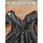 Princess Polly  Black with White Floral Long Sleeve Mini Faux Wrap Dress Size 4 Photo 8