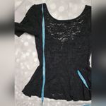 Free People Black Lace Peplum Open Back Top XS Photo 9