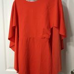 Orange Cape Sleeve Polyester Spandex Small Dress Photo 0