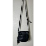 Isaac Mizrahi  Black Leather Handbag Crossbody‎ Shoulder Purse Tassel Preppy Photo 2