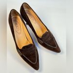 Tod's Penny Loafer Suede Kitten Heel Pumps Women’s Size 8.5 Brown Photo 1