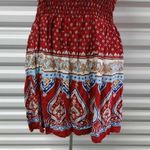 Just Quella Tube Dress Women's Size XS(0-2) Red Paisley Strapless Smocked Casual Photo 3