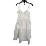 AQUA  Eyelet Midi Dress White Sleeveless Party Cocktail Wedding Guest M‎ Photo 3