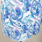 Metro Vintage Y2K Style Stretch Denim Buckle Tank Blue Purple Printed Scarf Top Photo 4