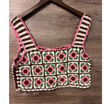Maeve  crochet top vest floral cropped One Size Opened Anthropologie 70's Style Photo 4