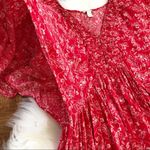 Hinge  Red Floral Flutter Sleeve Maxi Dress Photo 5