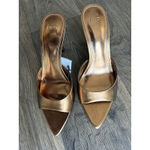 Mango  Metallic Effect Golden Pointed Open Toe Slip On Sandals EU Sz 38 US Sz 7.5 Photo 5
