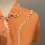 American Vintage Elegant Peach Orange Lace Trim Blouse Photo 1