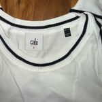 CAbi  ruffle tank top women’s size white and black cotton, spandex viscose‎ small Photo 1