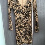 Windsor Dress Womens Small Floral Bodycon VNeck Ruched LongSleeve Romantic Chic Black Photo 6