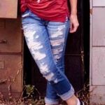 American Eagle  distressed artist crop jeans Photo 1