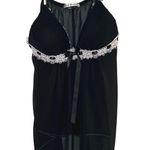 Linea Donatella Black Lace Trim Babydoll Lingerie Sheer Nightgown Bow Detail Photo 0