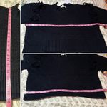 Treasure & Bond  Mixed Stitch Balloon Sleeve  Fringe Sweater Black Crew S NWT Photo 11