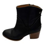 UGG  Black Leather Ankle Booties Block Heel Side Zip Size 6.5 Photo 6