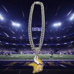 NFL  Minnesota Vikings 20 Inch Necklace Pendant Cuban Chain Link Football Jewelry Photo 3