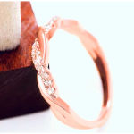 Boutique NEW 14k Rose Gold-Plated S925 Simulated Diamond Eternity Twist Ring, Size 7.5 Photo 7