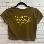 Ed Hardy Love Kills Slowly Brown Crop Top Medium Skull Crossbones Heart Graphic Photo 3