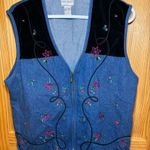 Napa Valley Vest Woman Size Large Denim with Embroidery Vintage Zip Up Y2K Blue Photo 1