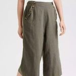 American Eagle Wide Leg Army Green Crop Pants Medium Photo 0