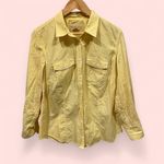 Cute Michael Kors limoncello stripe button front shirt pockets coastal classic Yellow Size 1X Photo 2