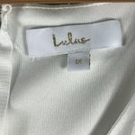 Lulus  Eternal Bond Maxi Dress Womens 1X White Satin Ruffle Flutter Sleeve Event Photo 4