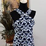 WHBM Women M Criss Cross Halter Top Tie Dyed Blue Pullover Beach Wear Lagen Look Size M Photo 0