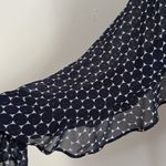 Nautica Navy Blue & White Print Long Sleeved Ruffled Blouse sz S Photo 2