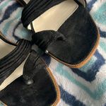 Newport News Black Rouched Thong Flat Suede Shoes Photo 3