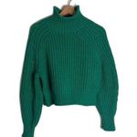 H&M ladies pullover cropped chunky knit vibrate green cozy sweater size medium Photo 0