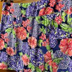 Ibkul Larisa Pull On Printed Skort Skirt Floral Navy Multi Red Purple Large L Photo 4