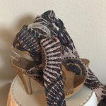 Mtng spectacular wood sandals cloth tie‎ heels 36 women’s 5.5 Brown Photo 4