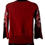 NWOT Belle by Kim Gravel Burgundy Embroidered Floral Bell Sleeve Sweater Size 8 Red Photo 5
