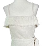Princess Polly Beige Linen Blend Wrap Around Romper Women Size 4 | 31-29 Photo 2