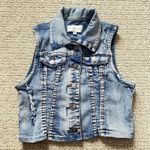M. Michel Juniors Small Blue Sleeveless Cropped Jean Jacket Distressed Size undefined Photo 0