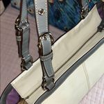 Coach Cream and Gray Pleated Leather Tote Bag Photo 3