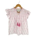 Sail To Sable STS Sail To‎ Sable Womens Flutter Sleeve Ikat Tassel Top Pink White Size XS NWT Photo 1