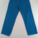 Soul Flower Teal Striped Pants Waist Pull On Cotton Low Impact Dye Small Casual Blue Photo 3