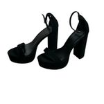 Charlotte Russe  Platform Heels Womens 9 Black Ankle Strap Faux Suede Open Toe Photo 3