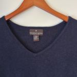 Fenn Wright Manson  Classic Blue V-Neck Sweater 100% Merino Wool Photo 3