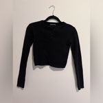 Brandy Melville  Black Ribbed Sweater Long Sleeve Top Women’s One Size EUC Photo 1