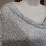 Joie  100% Soft Linen White Blue Ditsy Floral Cap Sleeve Drape Slub Knit Blouse Photo 2