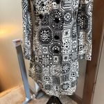 Trina Turk Black White Geometric Print Coat Dress Button Down Blazer Jacket 4 Photo 2