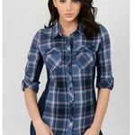 Ci Sono Plaid Collection Blue Button Down shirt ribbed cage denim SZ L #2271 Photo 0