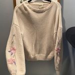 Harper Heritage Small Soft Chenille Knit Flower Floral Sleeve Pullover Sweater Photo 0