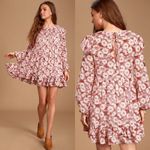 Free People Mini Babydoll Dress Womens XSmall Floral Pleated Boho Ruffle Pretty Photo 14