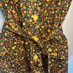 Vintage 70s Mini Shirt Dress. Size: Small. Black floral. Dagger collar. Photo 2