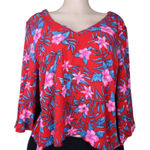 Urban Girl #755  Women’s XL Floral Print Top, Red Photo 0